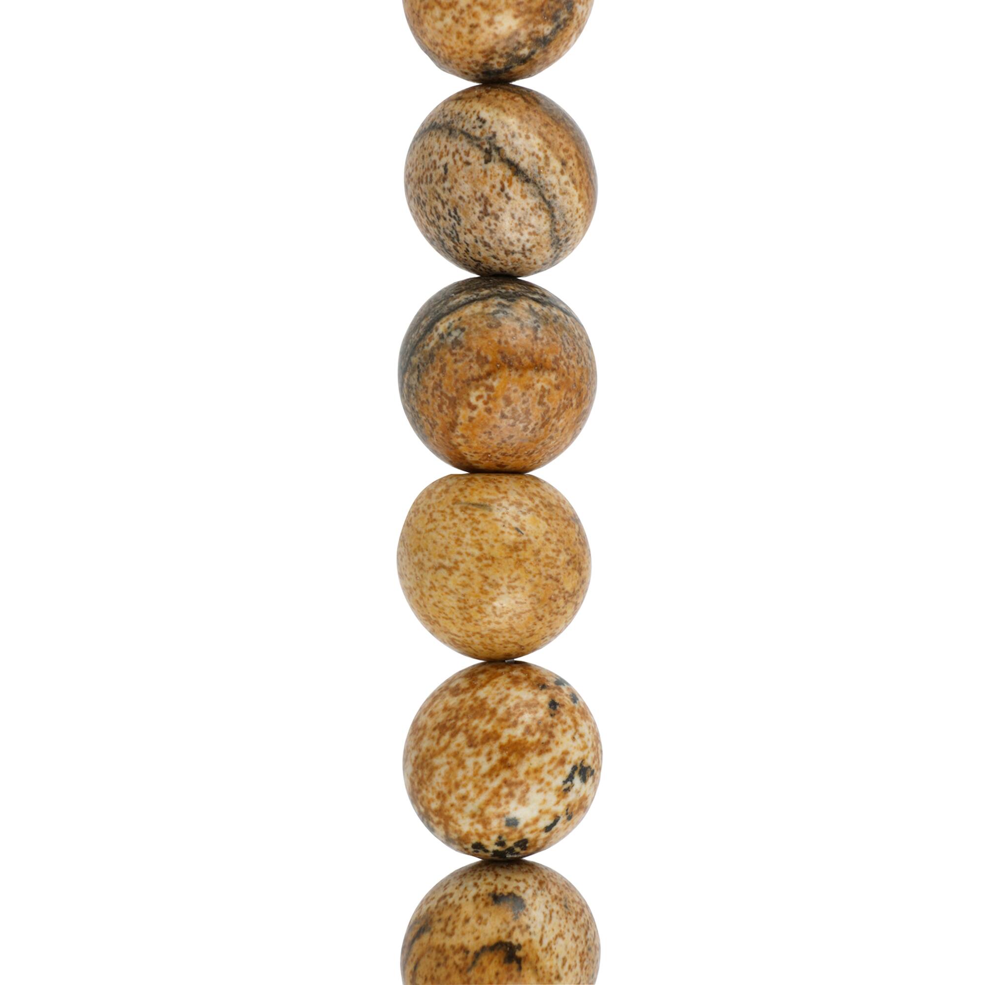 12 Pack: Brown Picture Jasper Round Beads by Bead Landing
